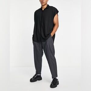 ASOS | Oversized Textured Men's Black Button-Up Shirt